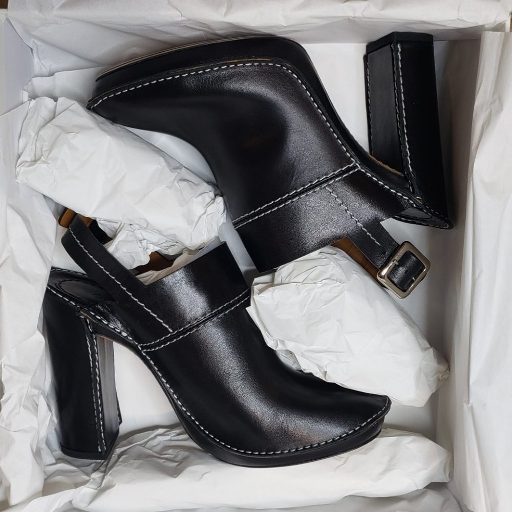 NIB CHLOE Blk Leather Platform Slingback Mule 8.5M - Picture 8 of 11